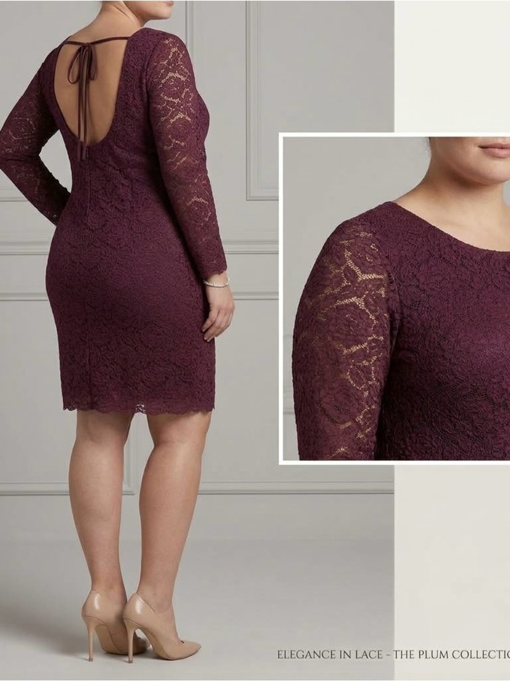 Women's Lace Long-Sleeve Top - Burgundy